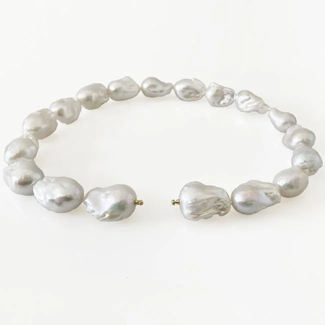 Keshi pearl necklace with 14ct gold interchangeable fittings