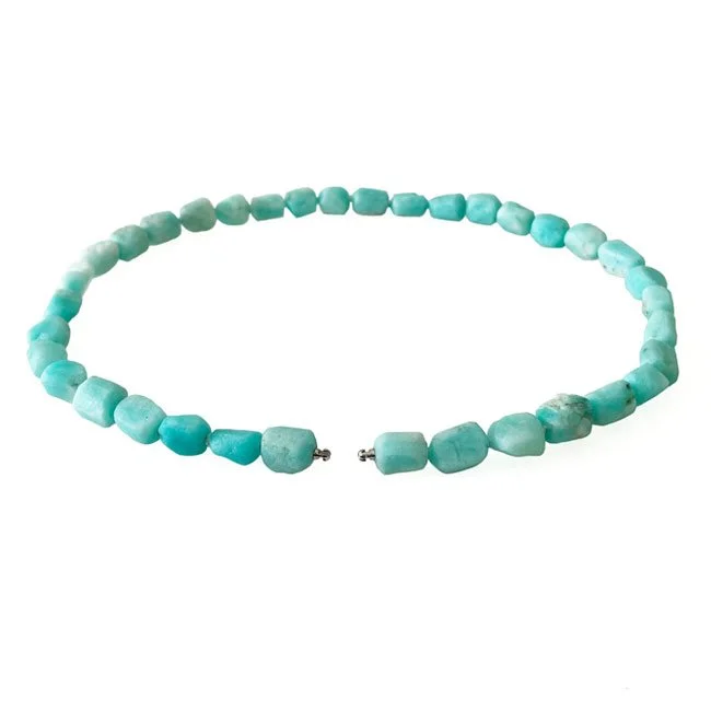 Hammered texture amazonite bead necklace with interchangeable bayonet fittings by Nittel