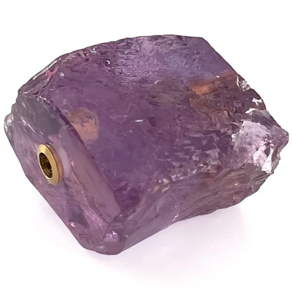 Large amethyst nugget clasp with golden interchangeable mechanisms