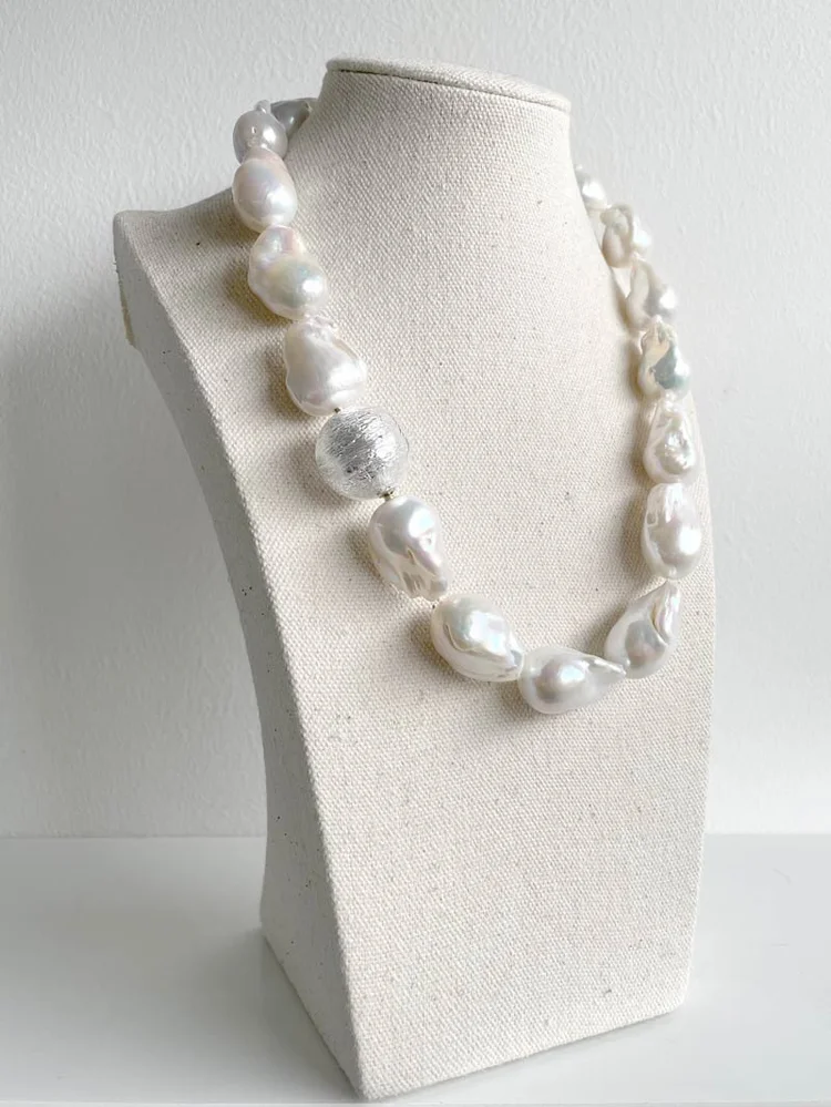 White keshi pearl strand Interchangable necklaces — Clasped