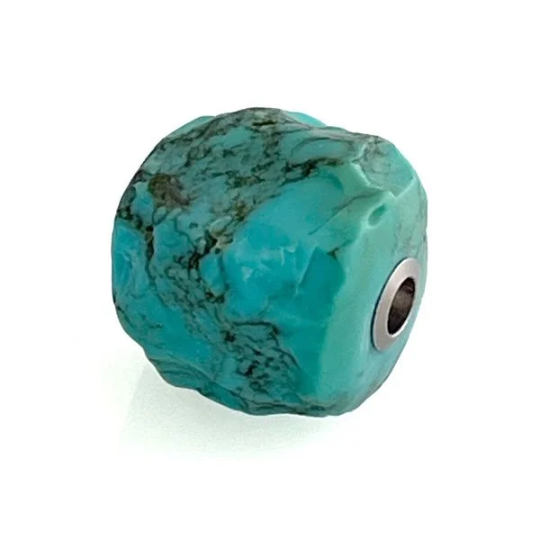 Small turquoise nugget feature clasp with black inclusions - part of Clasped's interchangeable necklace syster