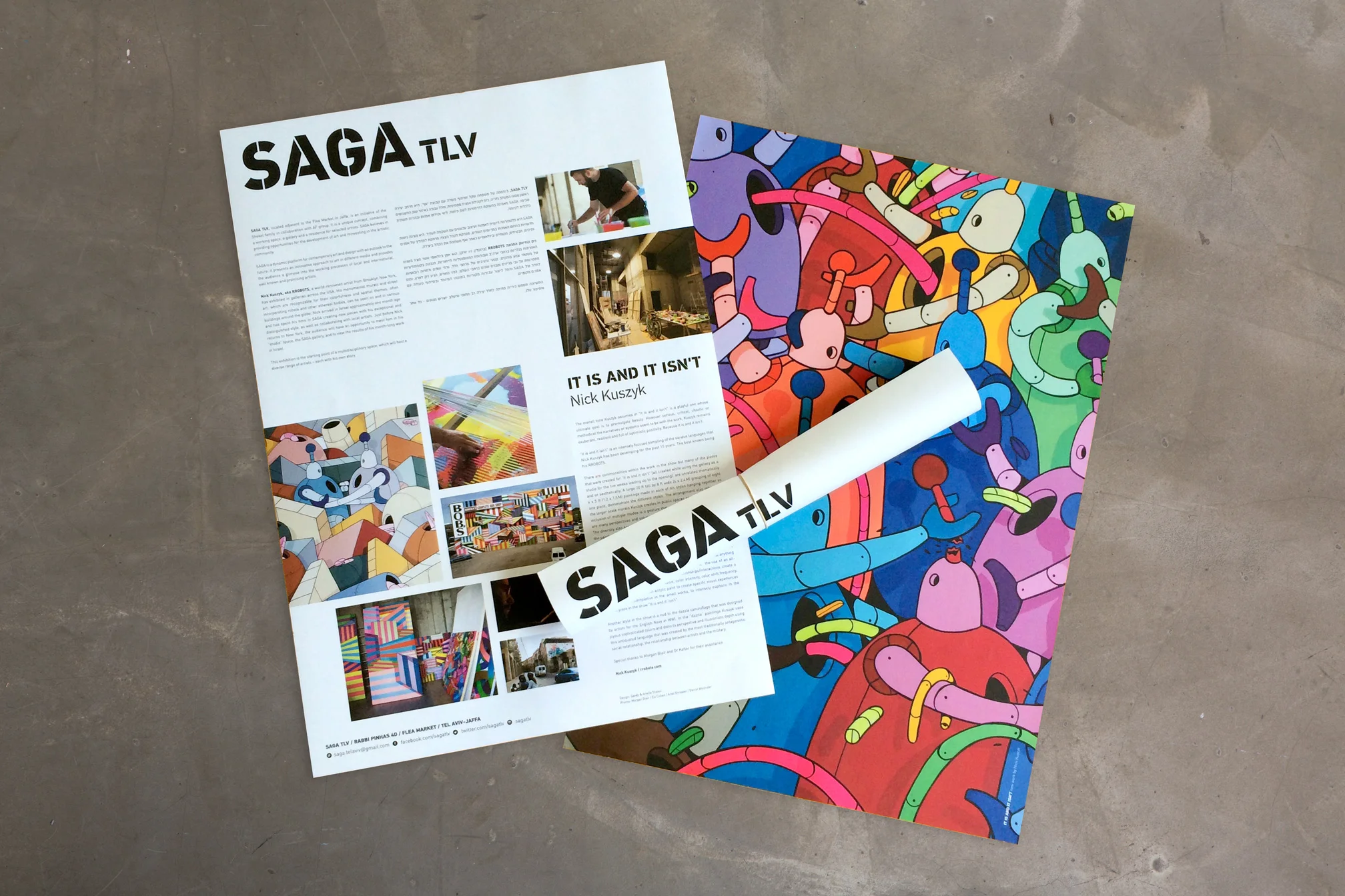 Posters given to visitors, explaining the concept and current exhibition