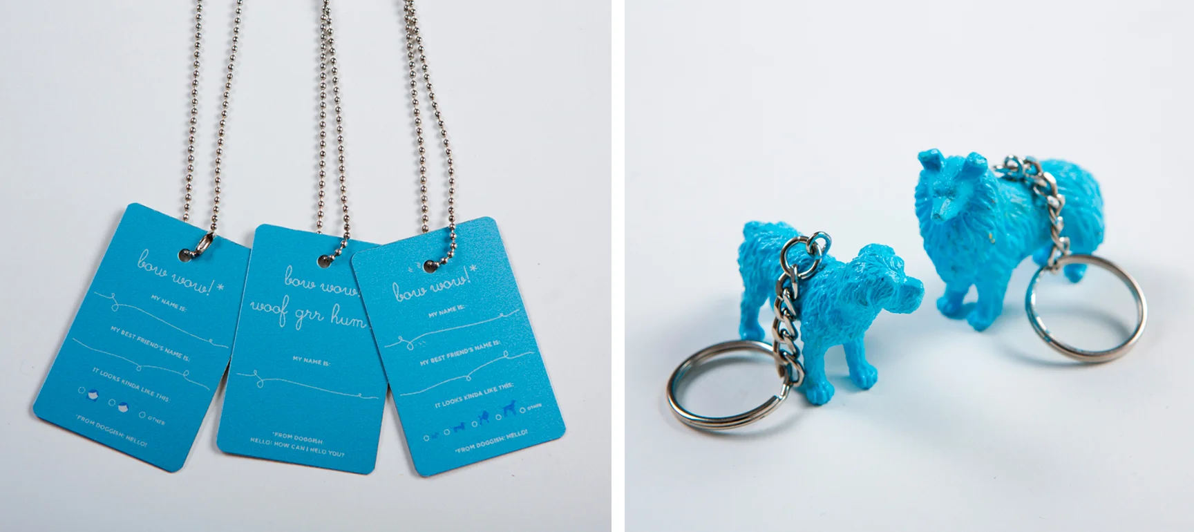 Dog tags for the waiters, dog-owners and dogs and merchandise 