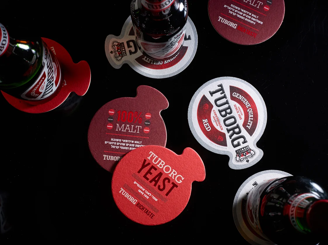 Coasters highlighting the unique Tuborg ingridients