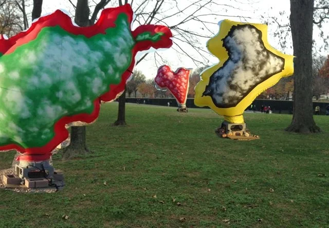  Bomb Plumes recontextualized in front of Vietnam War Memorial 