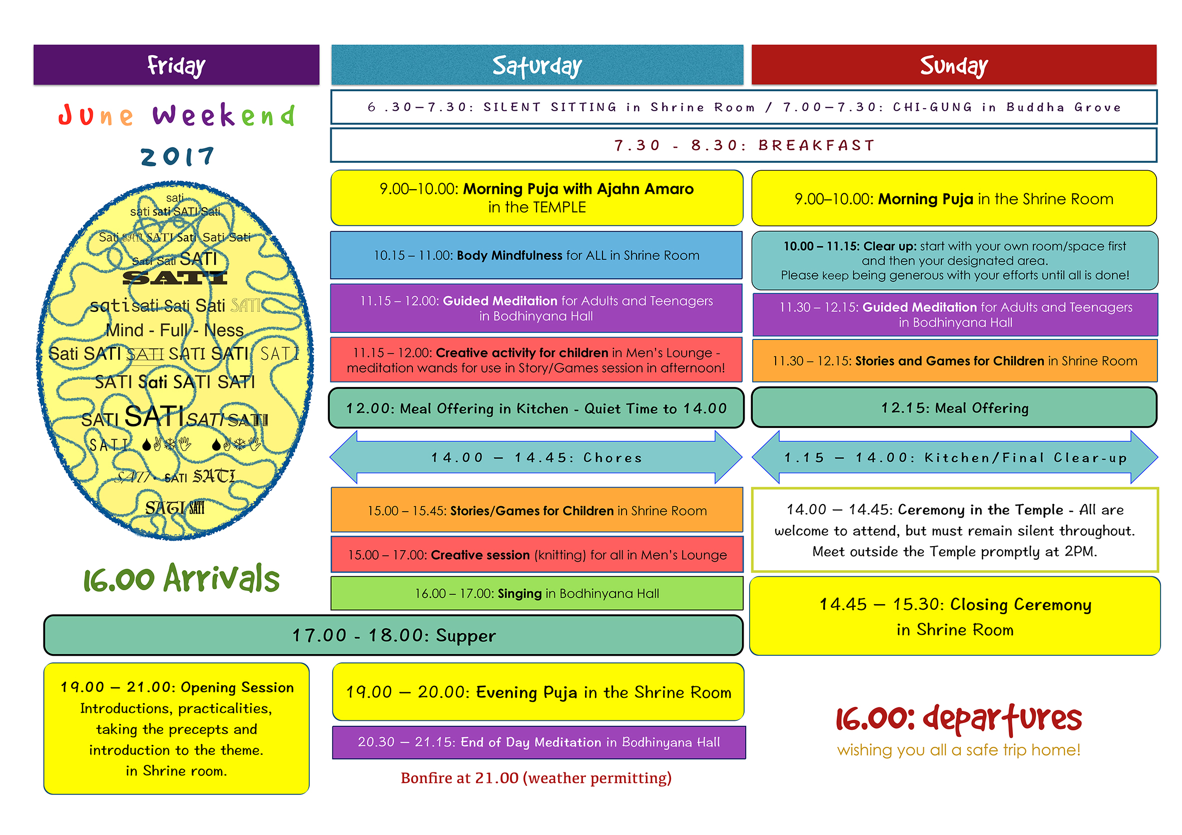 June Weekend 2017 Timetable