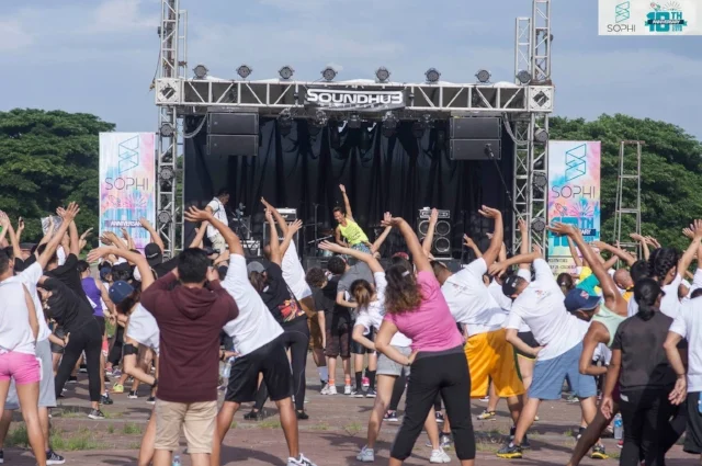 Zumba warm-up before the 5k run!