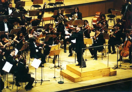 Conducting Schubert's Fifth Symphony with the Orchestra of Colours in the Megaron Concerto Hall. Athens, Greece.