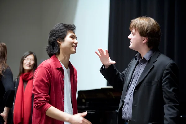 With Korean tenor Yonghoon Lee during Don Carlos rehearsals in Valencia.