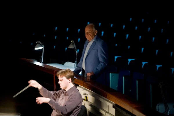 Maestro Maazel keeping tabs on me during rehearsals for Verdi's Don Carlos. Valencia, Spain.