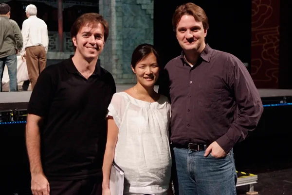 Pianists Carlos Amat, Myra Huang and I during rehearsal on Turandot.