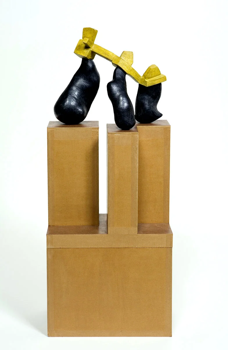 Untitled, 2007 - 2008, Newspaper, leaflets, inorganic household waste, ashes, wax. 87 x 35 x 19 cm (incl. box/pedestal). Private collection. Photo: W.Vermaase.