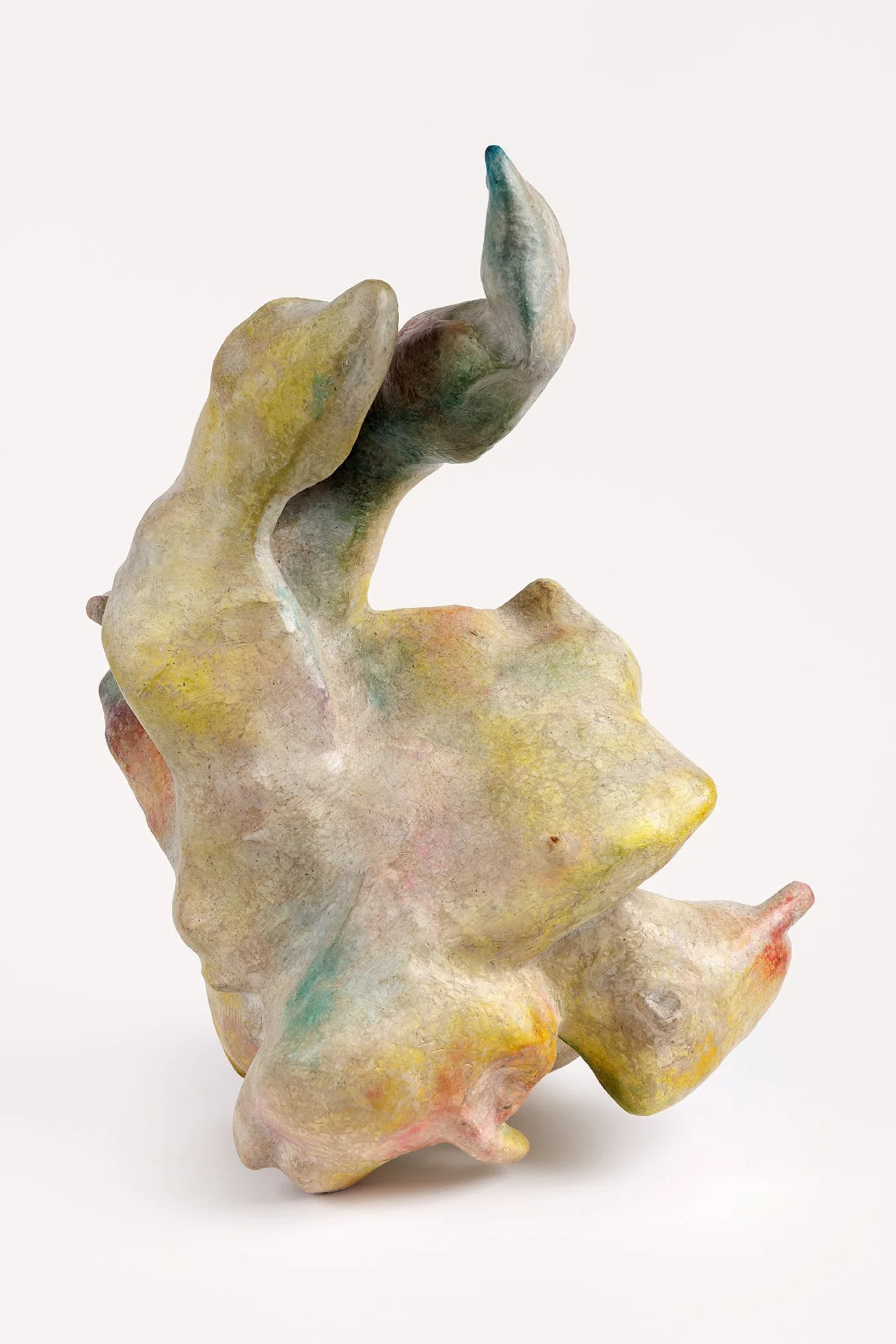 Untitled 2025, Newspaper, reused paper, inorganic household refuse, votive candle residue. 50 x 34.5 x 24.5 cm. Photo: Aad Hoogendoorn.