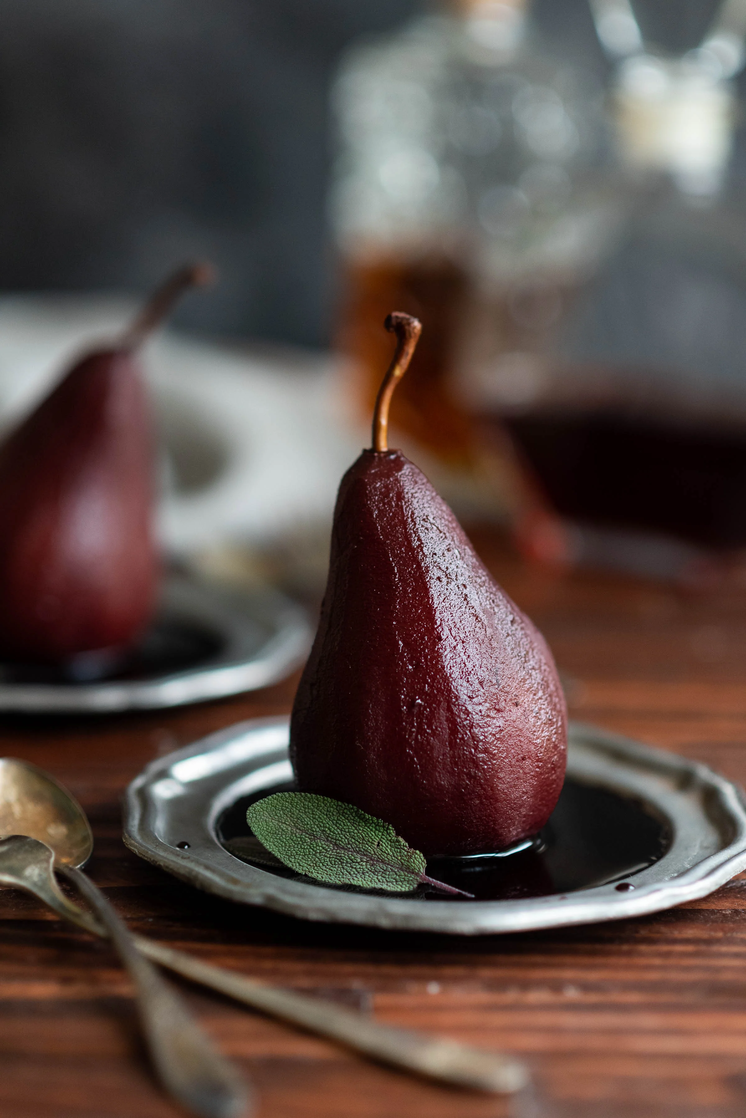 Red Wine Poached Pears