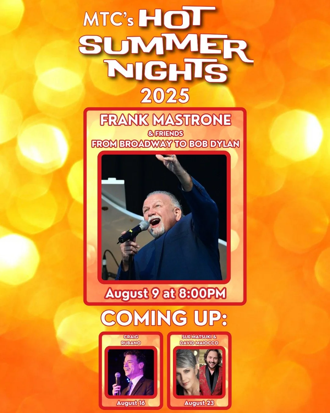 ☀️A BROADWAY STAR &amp; MTC FAVORITE RETURNS!☀️

This intimate performance will include classics by Rogers and Hammerstein, Stephen Sondheim, Andrew Lloyd Webber, Marvin Hamlisch, Billy Joel, James Taylor, and a suite of ground-breaking hits by the g