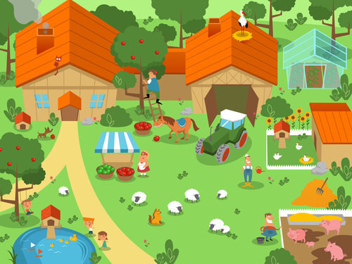 vector_children_illustration_farm