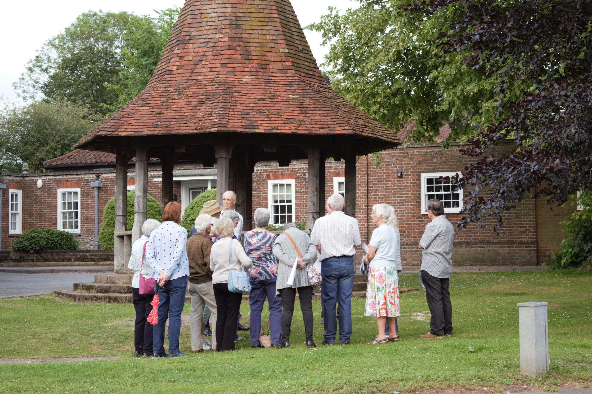 Peter Neale from The Balsham Map Group at the Prince Memorial, Balsham.