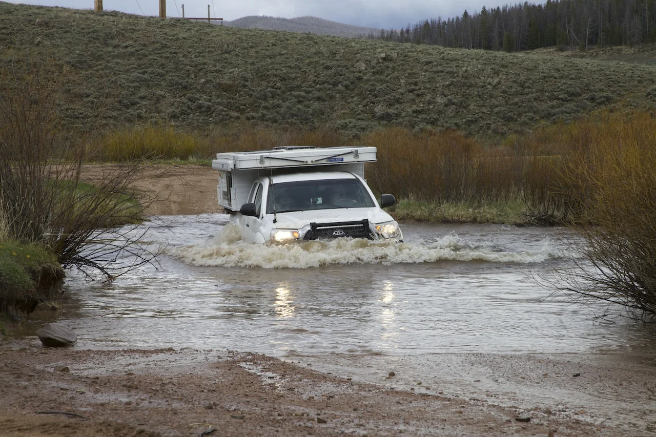 Pushing a proper bow wave on a stream crossing.