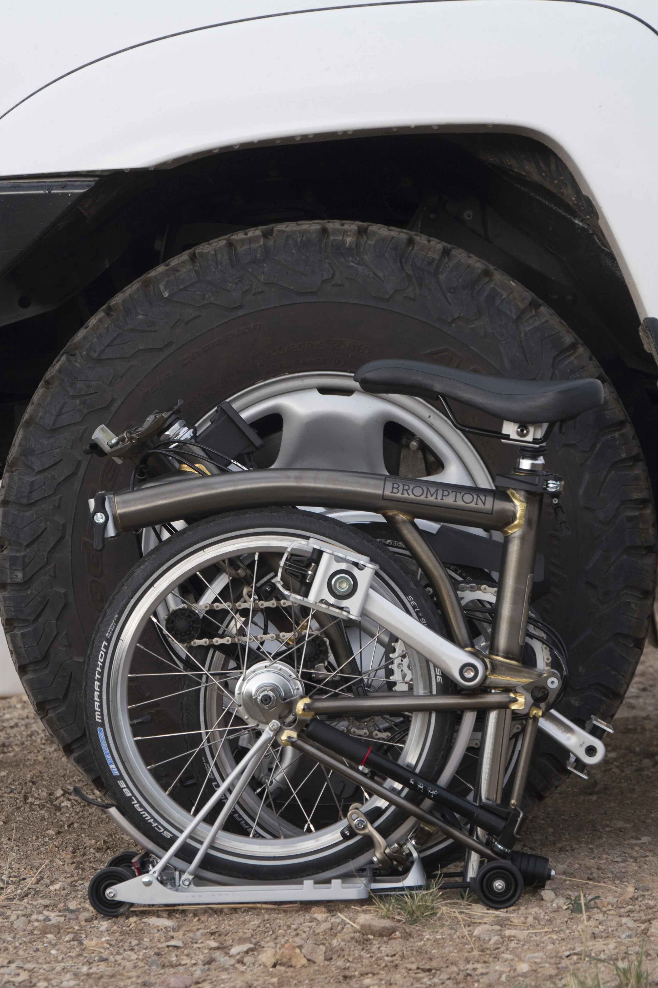 The Brompton next to a modest 31-inch-tall BFG