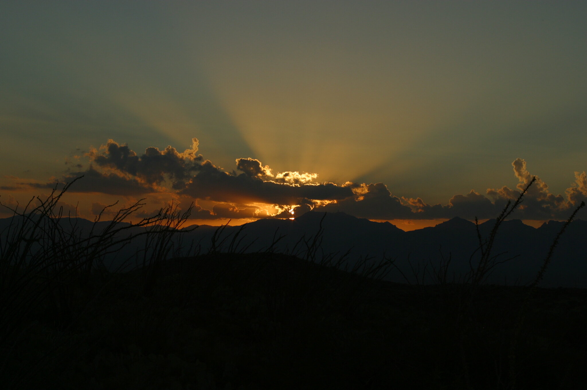  Cumulus and sun-ray shadows, Ravenrock, Southern Arizona, USA, by Roseann Hanson 
