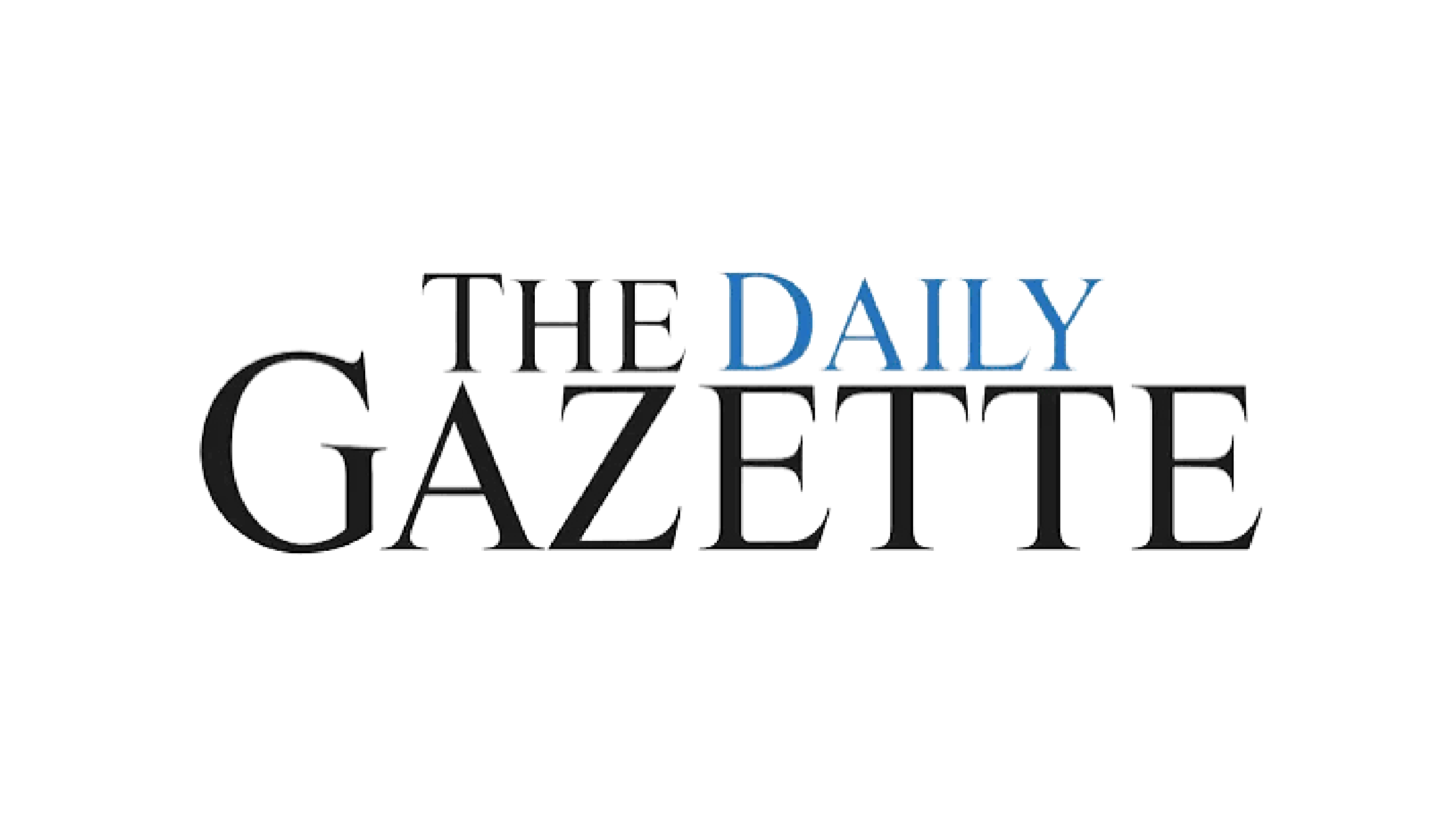 Logo of The Daily Gazette with black and blue text on a white background.