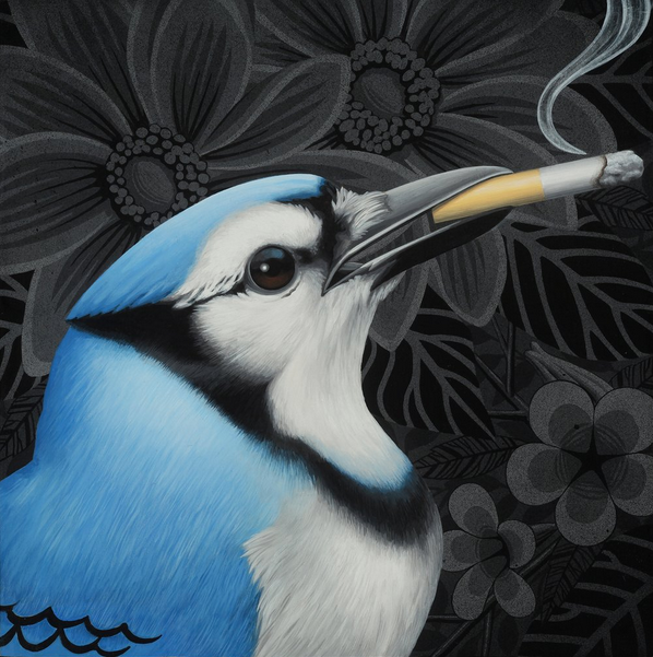    Hand painted acrylic on panel, 2019. 14"x 14" (Pick Your Poison Exhibition)       The Behavior Patterns Series — the Evolution of a Concept    Behavior Patterns  is Leon Loucheur’s long-form study of desire, damage, and the cyclical nature of huma