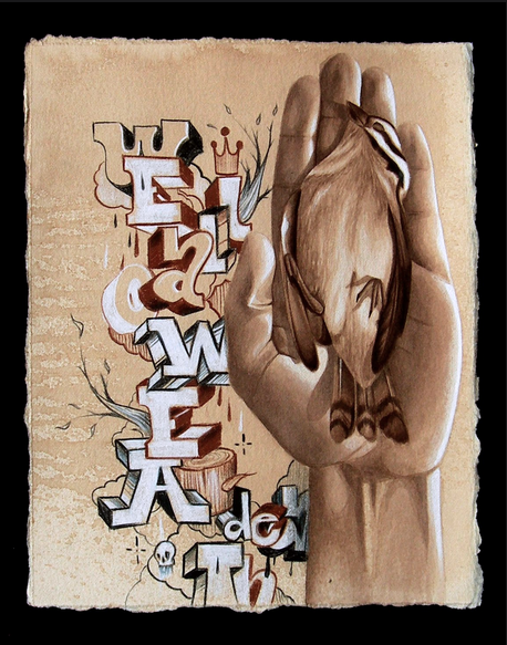 Mixed media on paper. Collaboration with Mike Gallegos