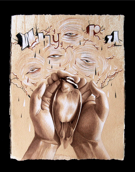 Mixed media on paper. Collaboration with Mike Gallegos