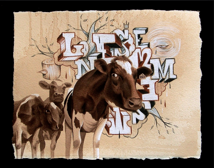 Mixed media on paper. Collaboration with Mike Gallegos
