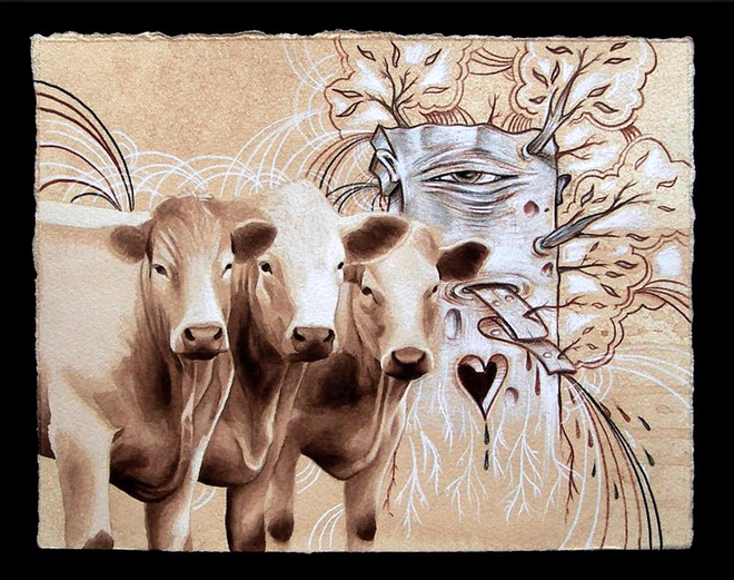 Mixed media on paper. Collaboration with Mike Gallegos