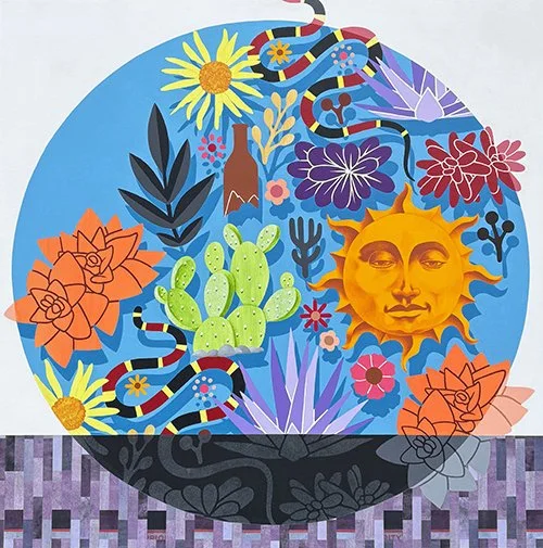    Hand painted acrylic on canvas, 2026. 30”x 30” (Group Exhibition)       The Behavior Patterns Series — the Evolution of a Concept    Behavior Patterns  is Leon Loucheur’s long-form study of desire, damage, and the cyclical nature of human impulse.