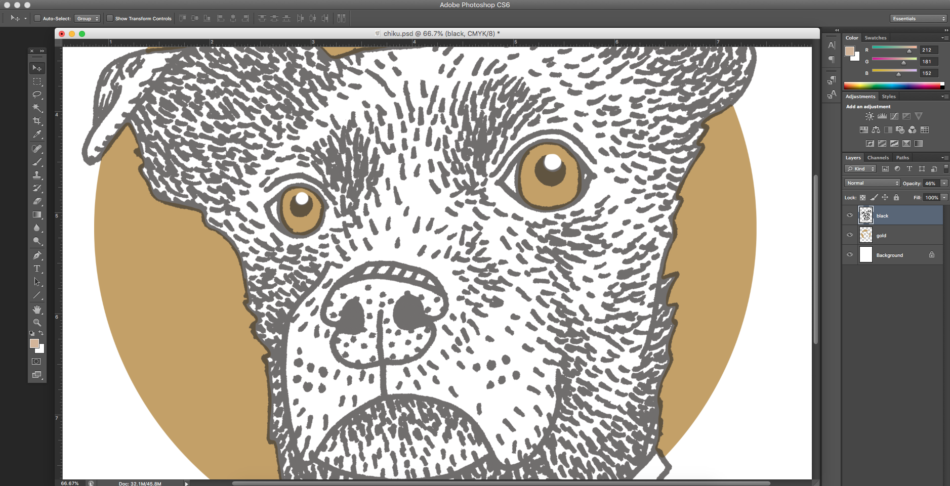 Working on the layers in Photoshop