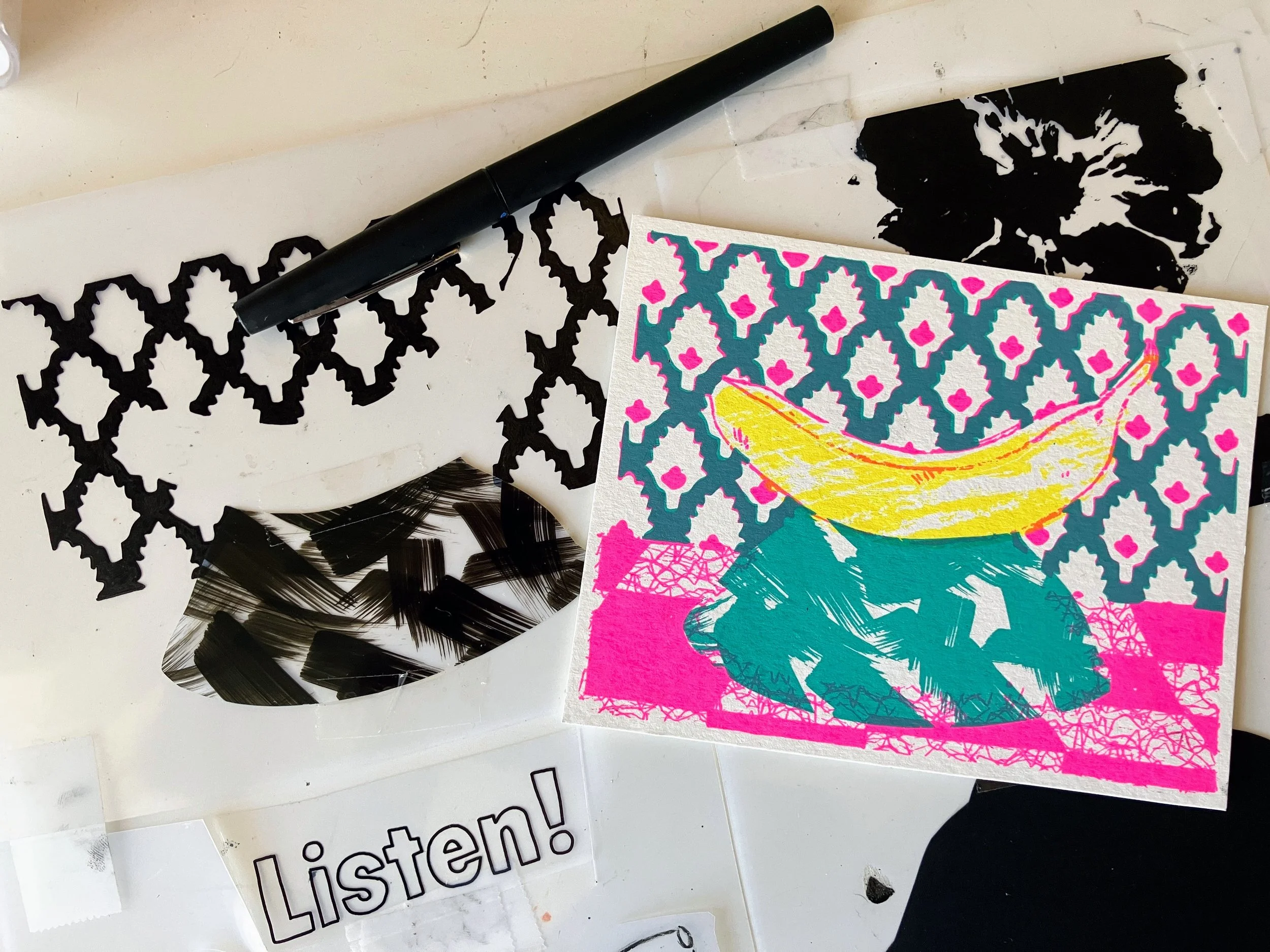 Screen Prints on Paper: Exploring Texture &amp; Hand-Drawn Techniques