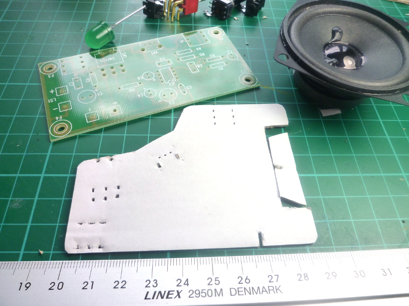 The cut-out on the right will be used to allow the board to stand even when the speaker isn't mounted. At this point we were still thinking that users may want the speaker to be mounted elsewhere, not necessarily on the board.