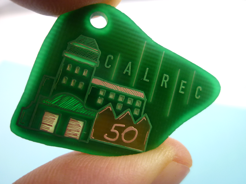 In full effect! The vertical lines in the Calrec logo now come into view. It's a nice result for something that otherwise would have been scrap material!
