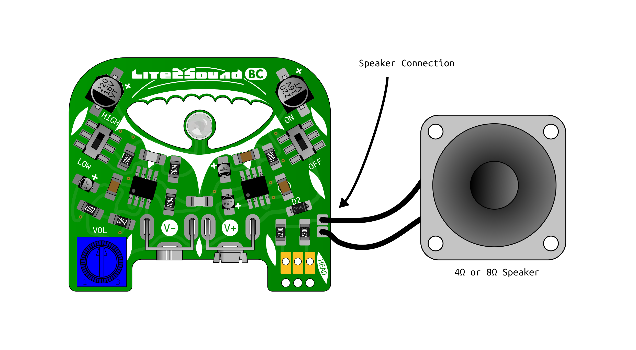 How to attach a speaker (not included)