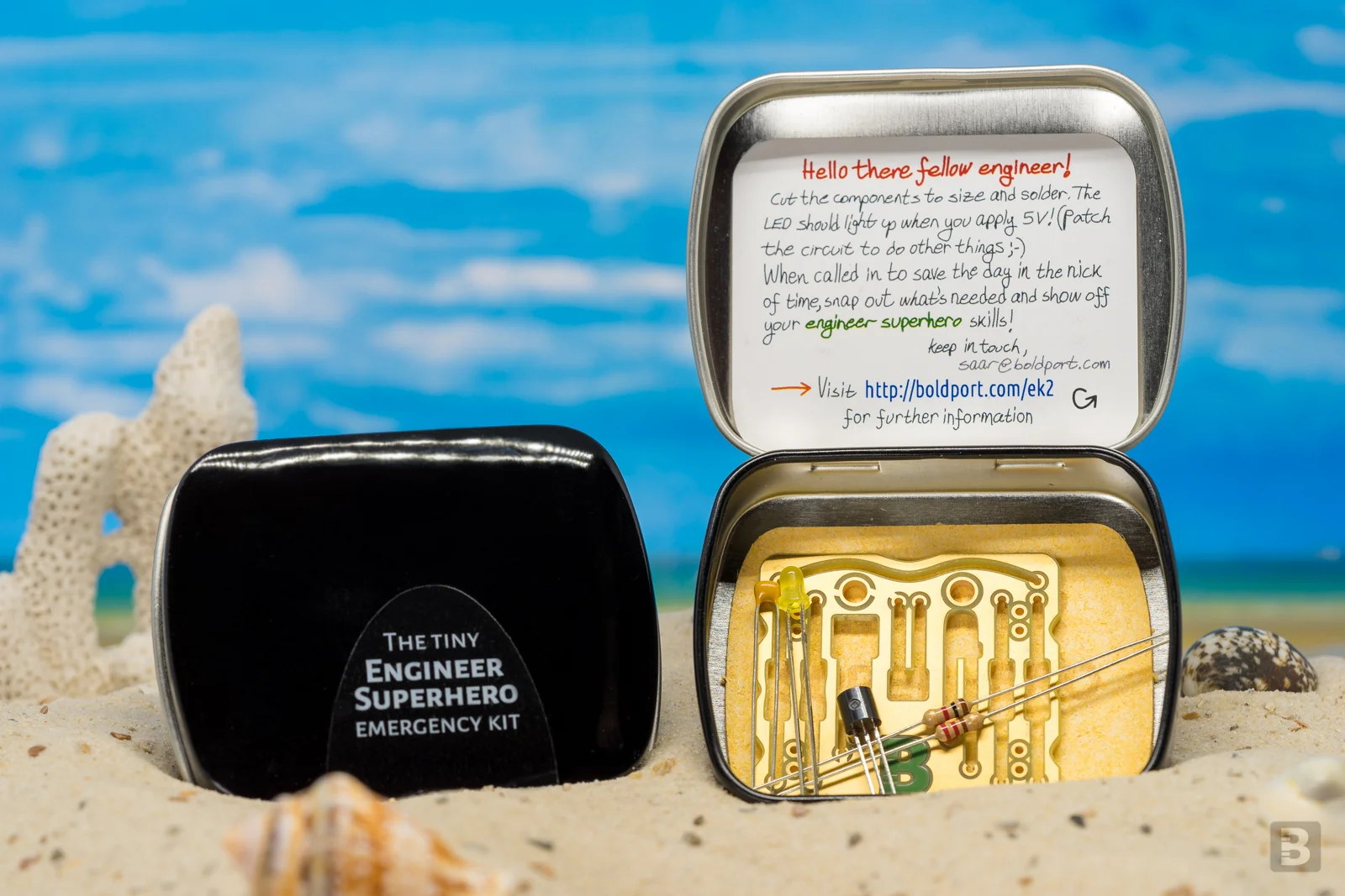 Boldport Club Project #2 — the tiny 'engineer superhero' emergency kit, second edition