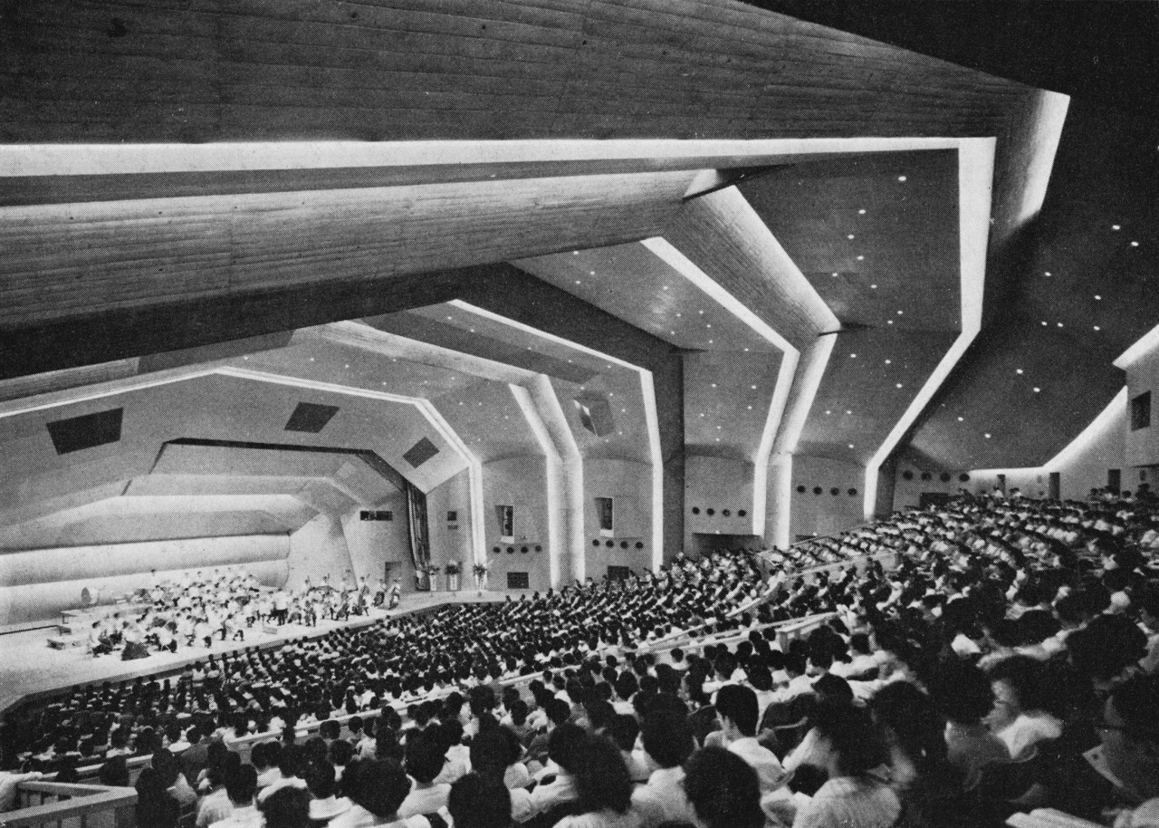 Antonin Raymond and L.L. Rado , Gunma Music Center , 1961. Takasaki, Japan. 