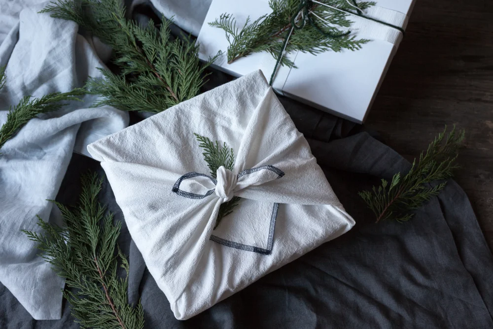 Holiday Furoshiki Gift Wrap and Christmas Coal