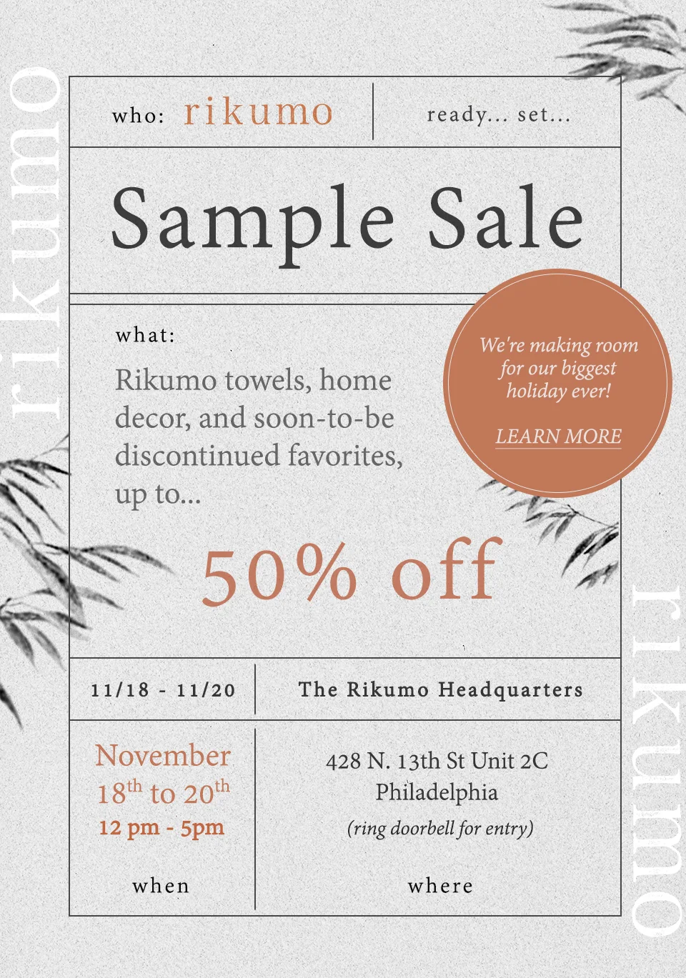 Come Visit Our Sample Sale!