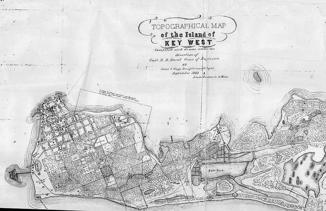 Key West in 1861, shortly after the time that William Hackley lived on the island and kept a diary. From the Monroe County Public Library collection.