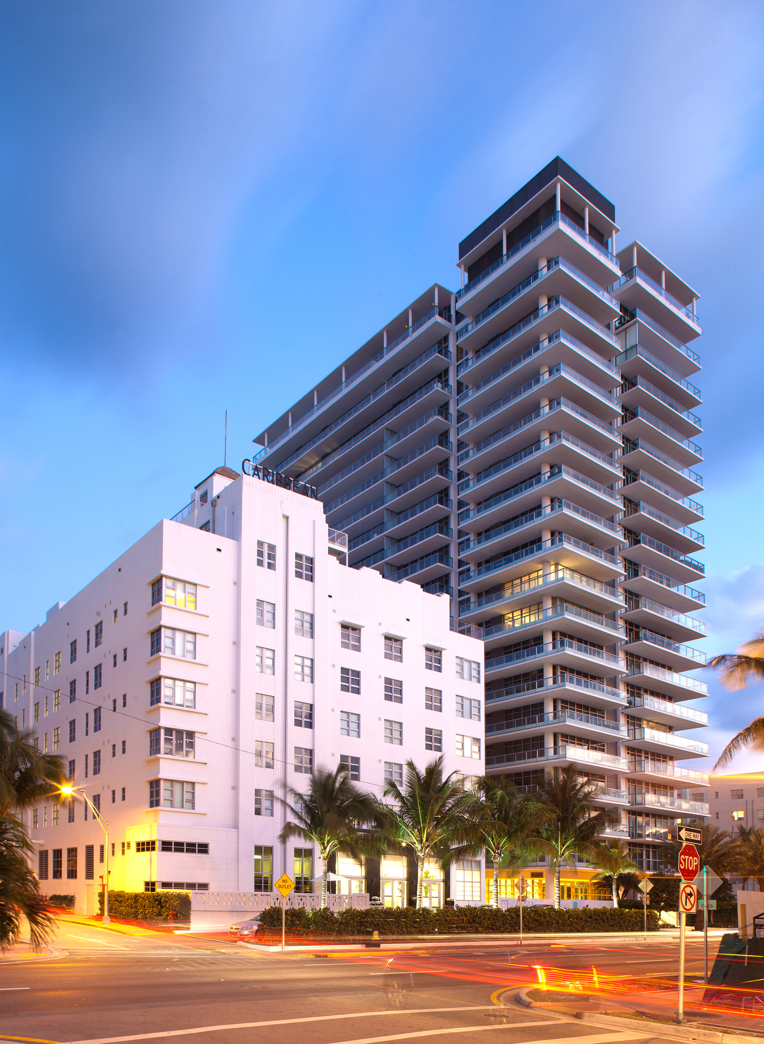 The Caribbean Condominium combines the renovation of a historic Art Deco building with the construction of a new contemporary high-rise. 