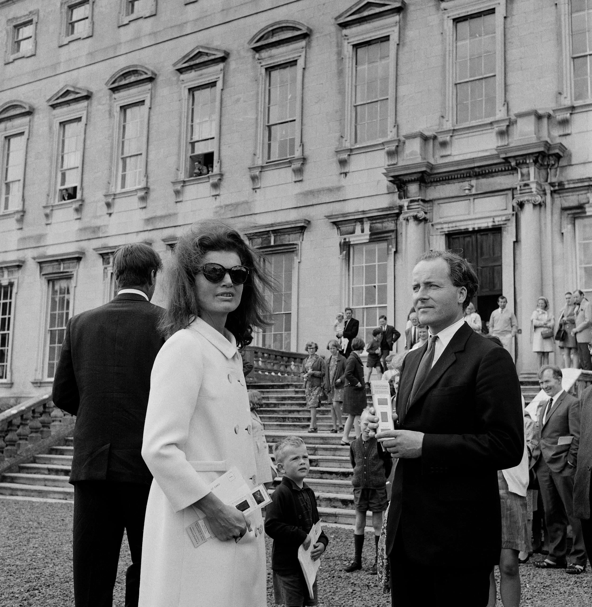 Jackie Kennedy on a visit to Castletown House in Cellbridge, Co. Kildare in 1967 with Desmond Guinness, the founder of the Society.