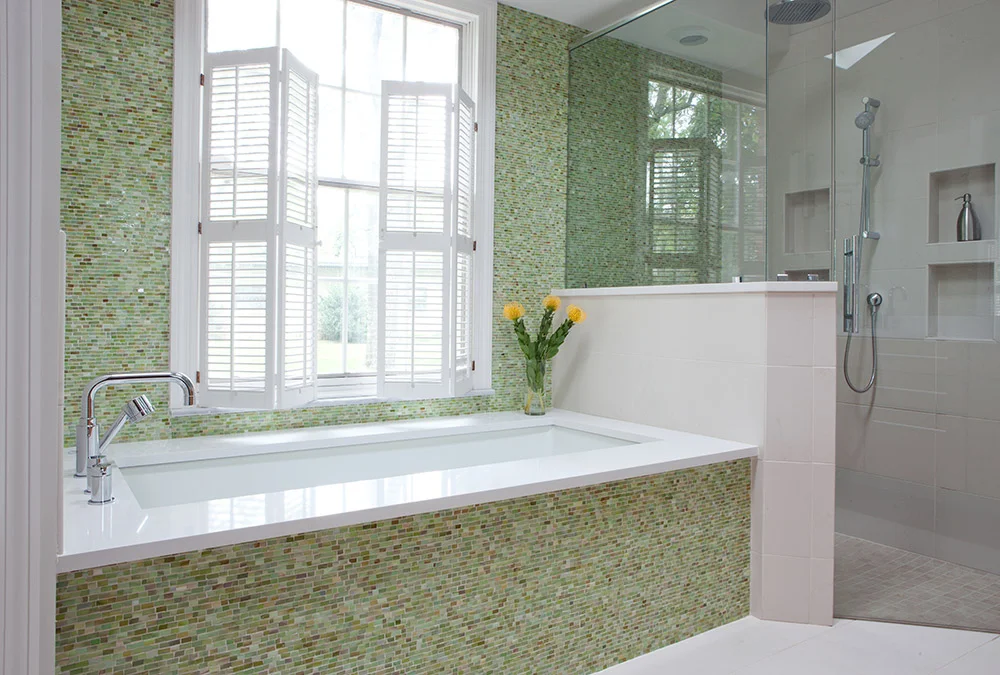 Master bathroom/glass tile