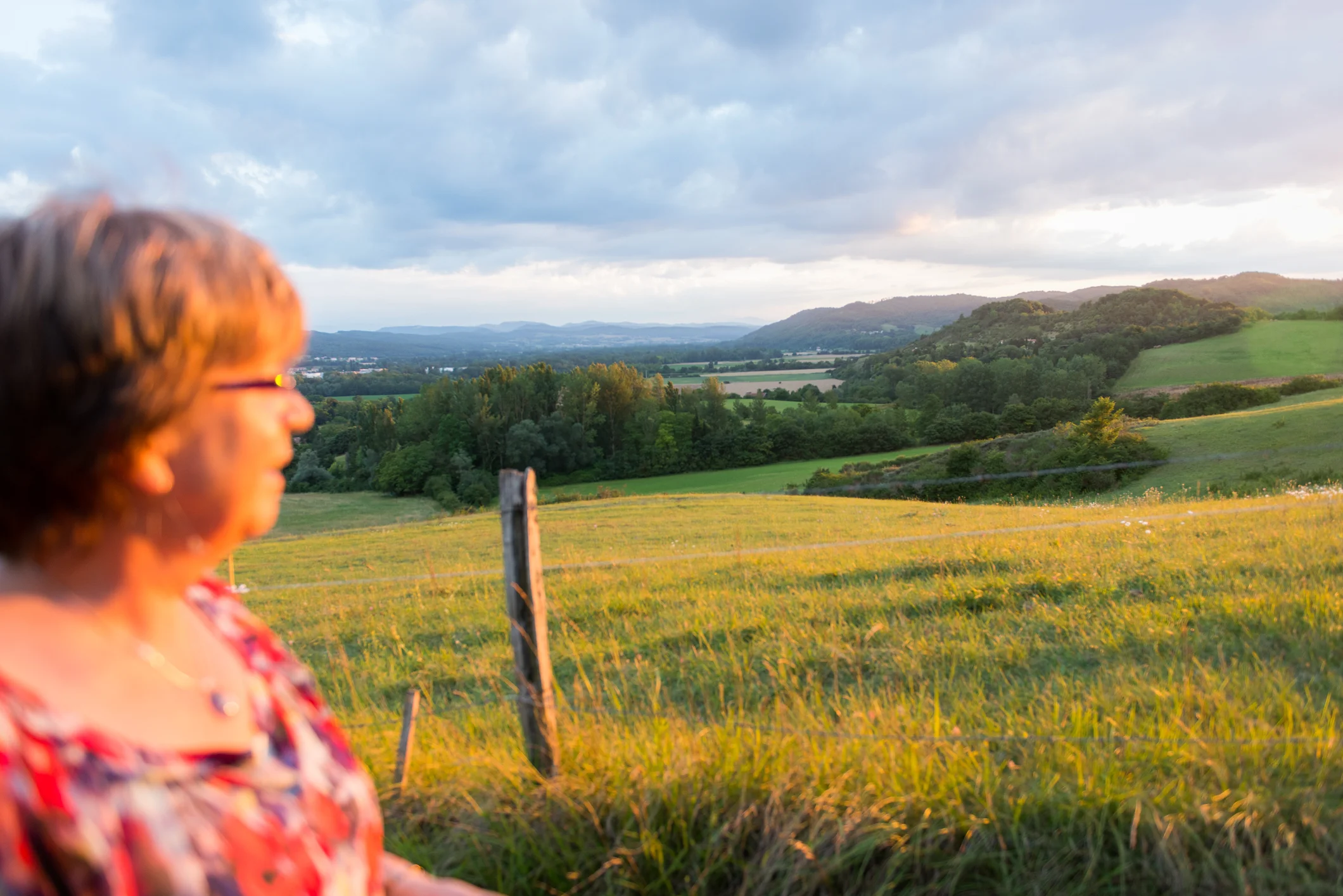 My mother paused to take in the sunset.