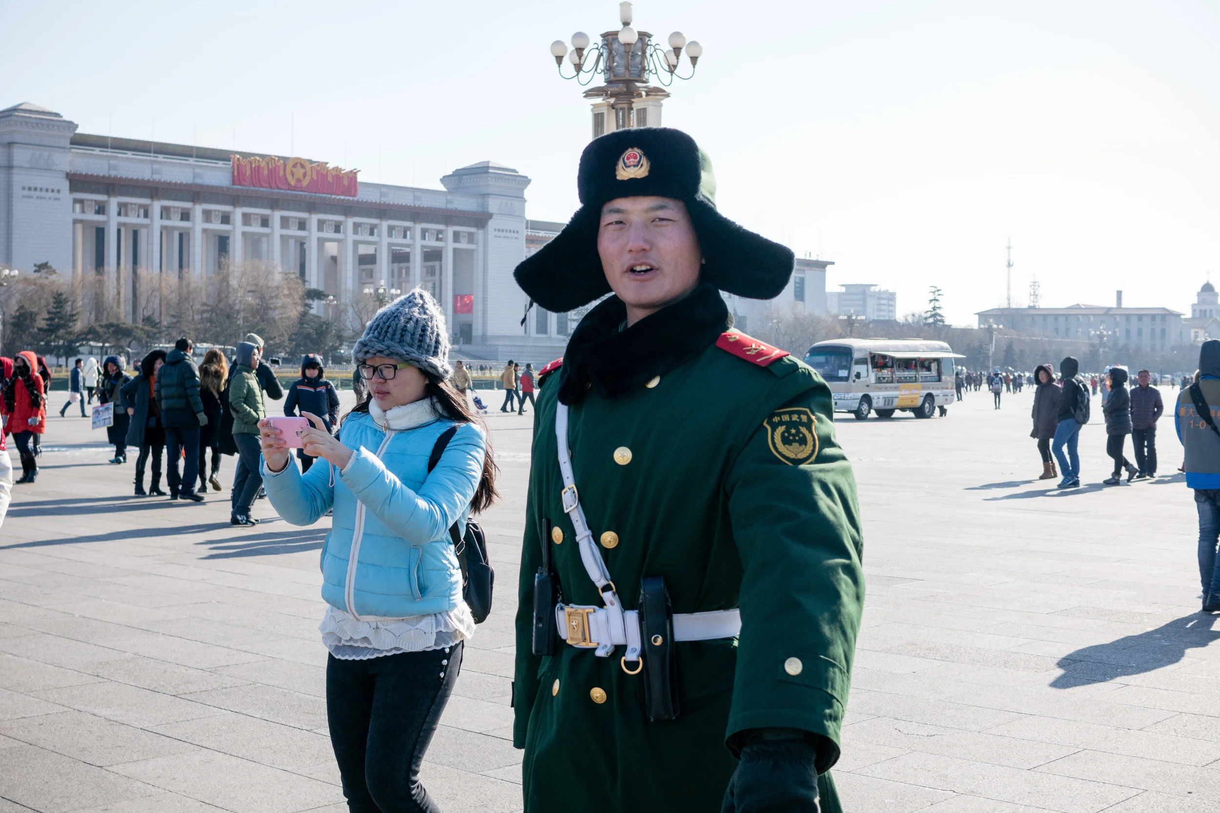 Military Guard at Tiananmen Square about to tell me I can't take his picture. 
