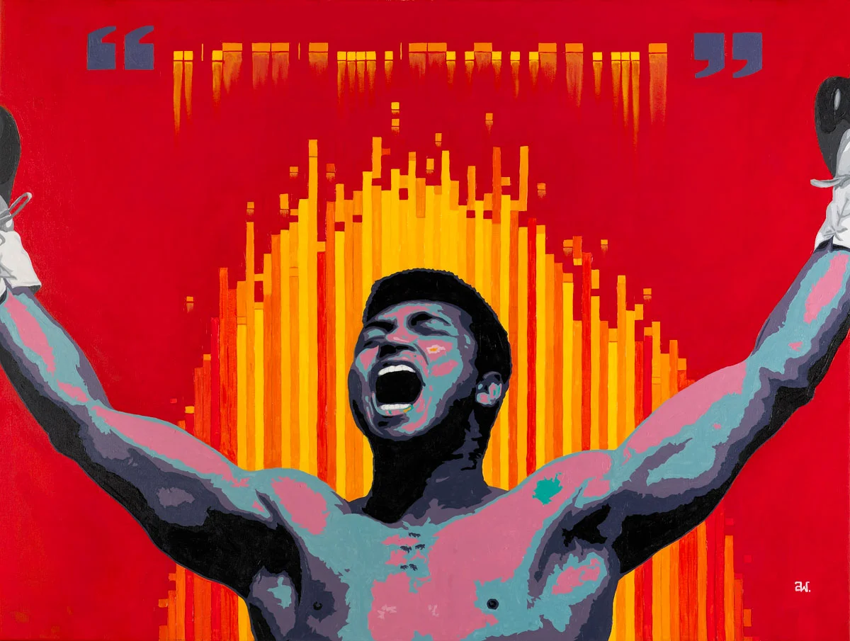Ali "Trust the Code" (Click for more details) Details: 36" x 48", Oil on Canvas STARTING BID: $1,250 (Bid at the bottom of page)