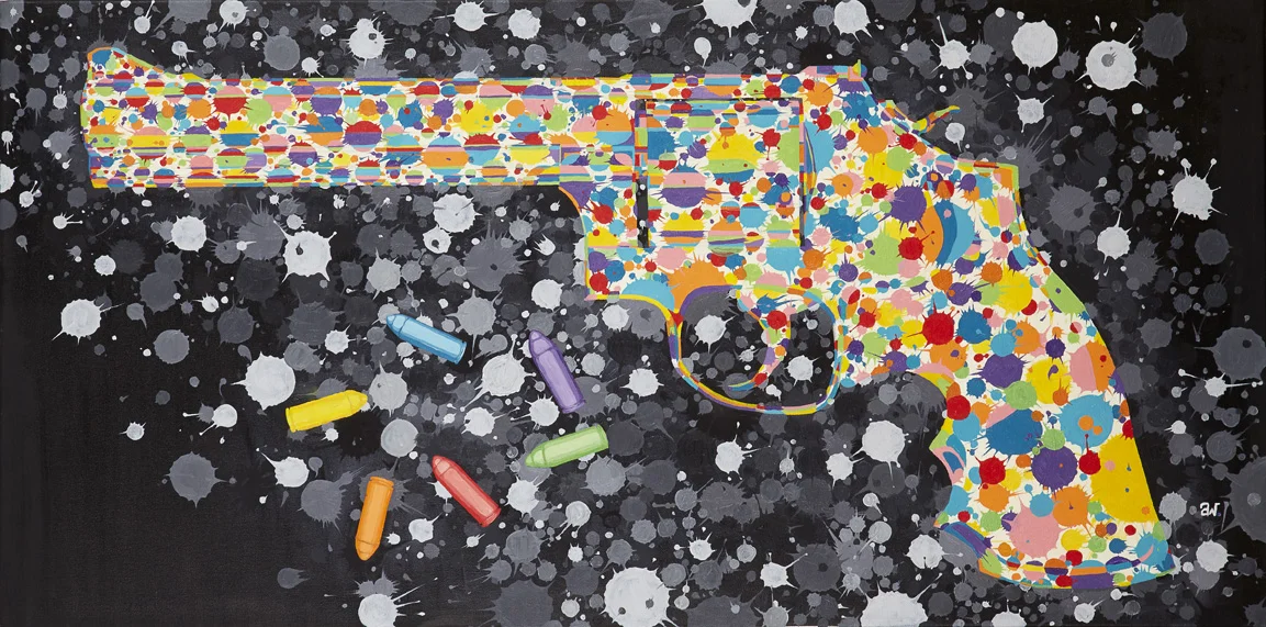 "Gun Control" (click for more details) Details: 24" x 48", Oil on Canvas STARTING BID: $1,500 (Bid at the bottom of page)