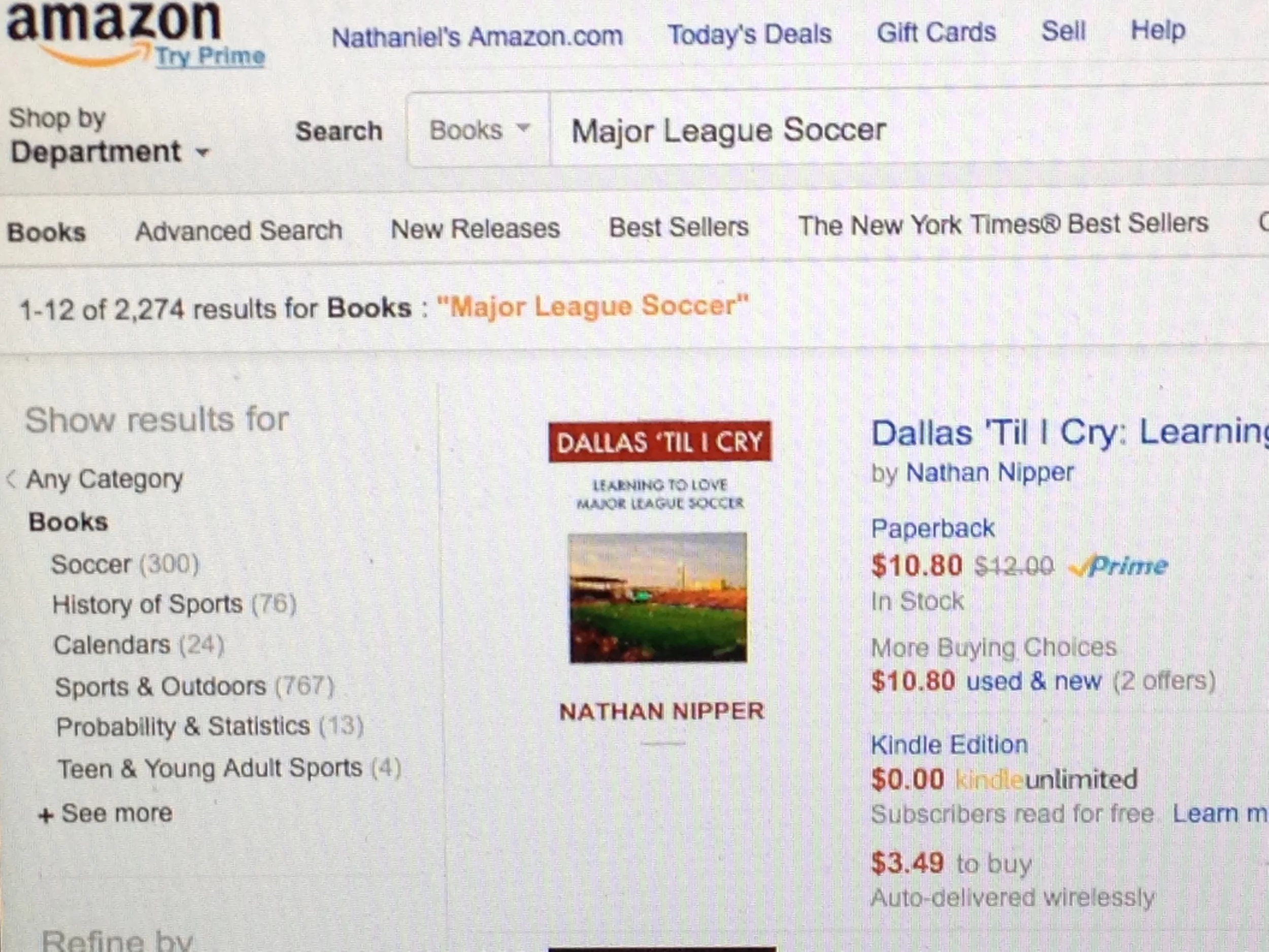 Search "Major League Soccer" on Amazon and guess which book appears first?