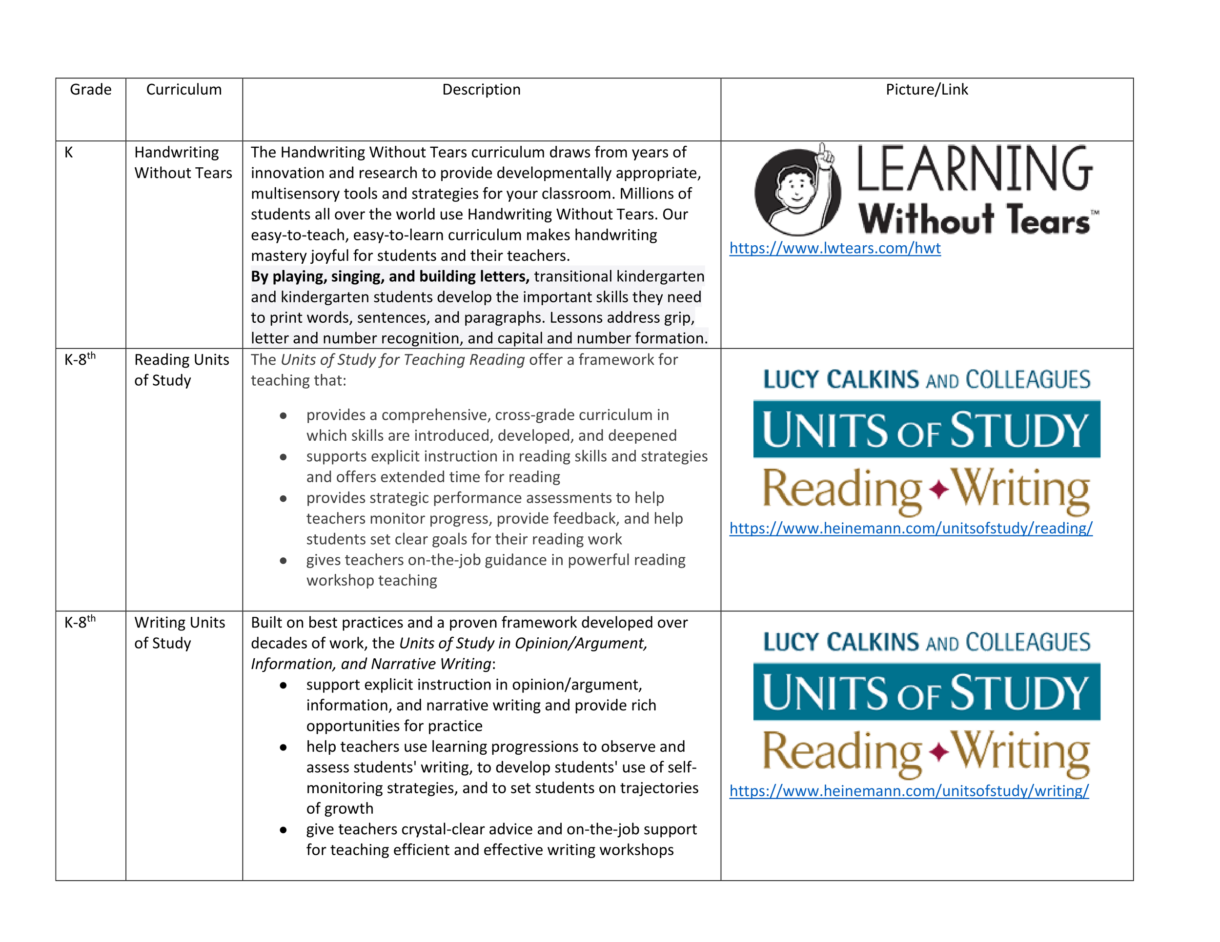Curriculum — Valley Life Charter School